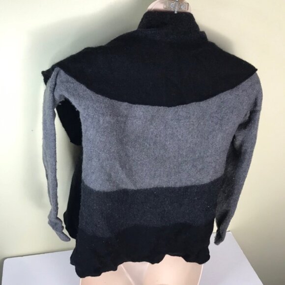 EILEEN FISHER Oval Open Circle ColorBlock Cardigan Sweater Wool Knit Jacket S - Picture 4 of 11